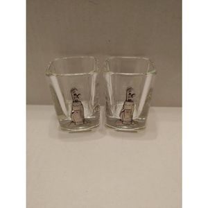 Set of 2 square shot glasses with pewter Golf club bag design - 2 oz